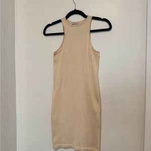 Sleeveless Cream Ribbed Dress